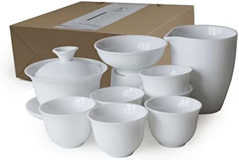 New in Box Gaiwan Teacup Chinese Gongfu Tea Set High White Porcelain Ceramic Gift Box (Jiangjun cup)